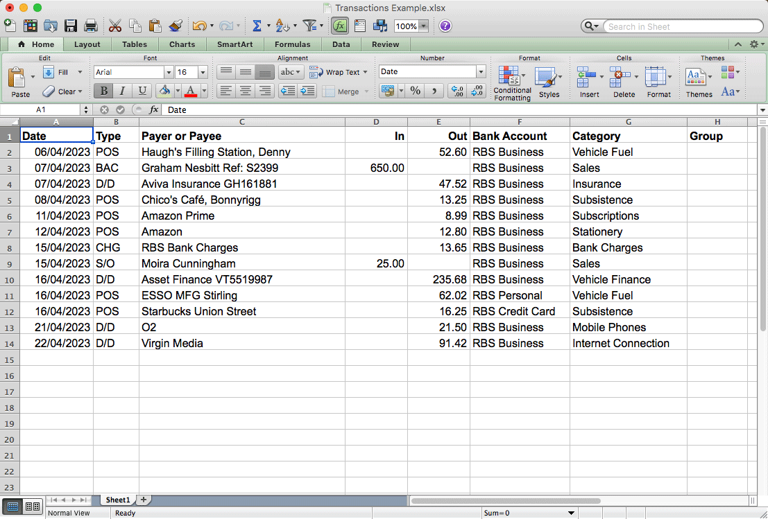 Using Spreadsheets for Your Accounts